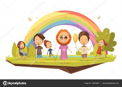 Disabled Kids Cartoon Style Illustration — Stock Vector © macrovector ...