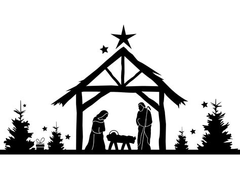 Christmas Silhouette Nativity Graphic by simpline · Creative Fabrica