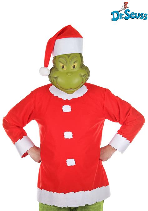 Adult Grinch Costume Top, Hat and Half Mask