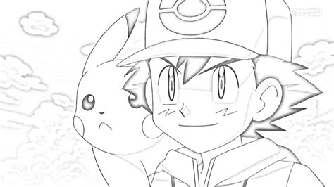 Pokemon Ash And Pikachu Black And White