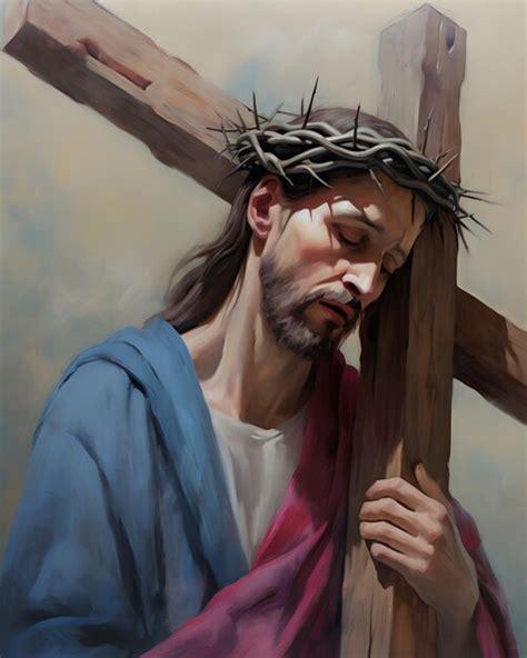 Premium AI Image | Jesus Christ carrying the cross of suffering ...