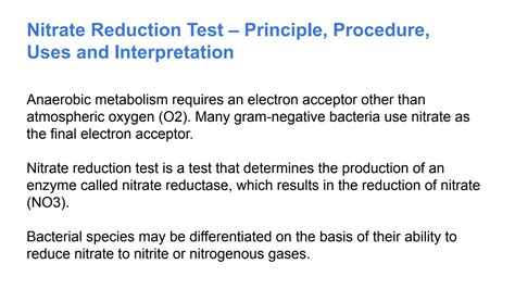 Nitrate Nitrite Reduction Test Principle Requirements Test Procedure ...