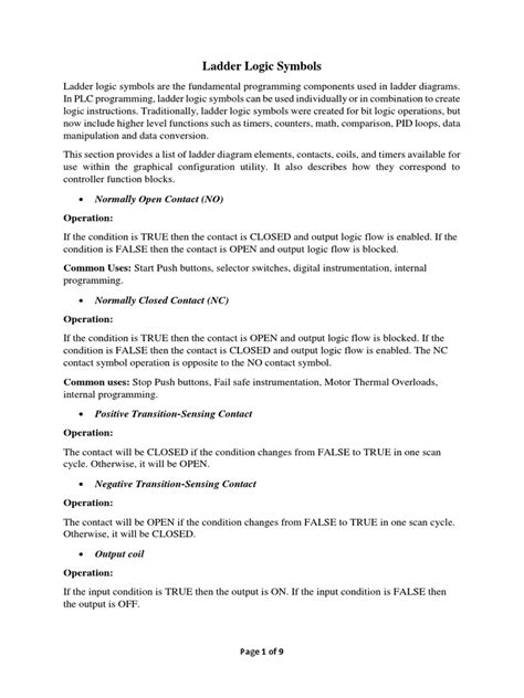 Ladder Logic Symbols - 4 | PDF | Programmable Logic Controller ...