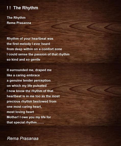 The Rhythm by Rema Prasanaa - ! ! The Rhythm Poem