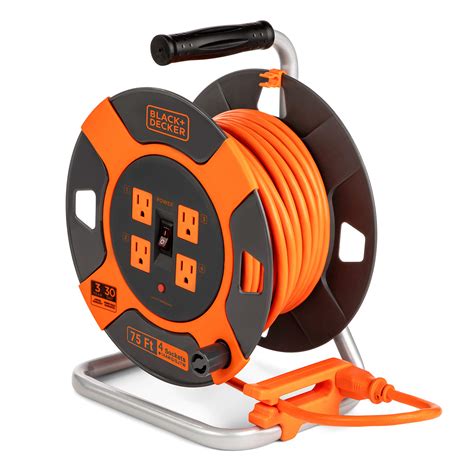 BLACK+DECKER 75 Ft. Retractable Extension Cord Reel With 4 Outlets ...