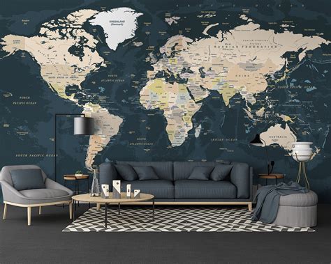 World Map Peel And Stick Wallpaper | Printable Templates Free