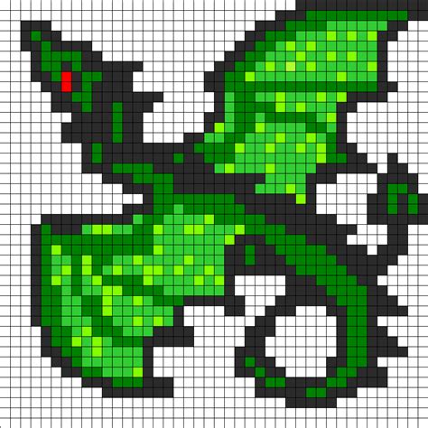 Green Dragon Perler Bead Pattern | Bead Sprites | Animals Fuse Bead ...