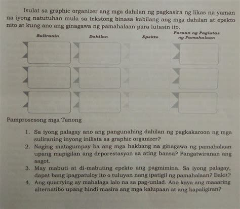 Pamprosesong Mga Tanong 1 Sa Iyong Palagay Ano Ang Pangunahing Dahilan