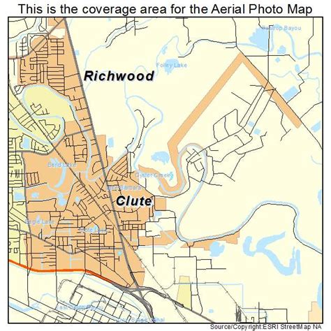 Aerial Photography Map of Clute, TX Texas
