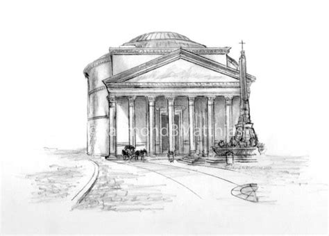 Roman Pantheon Drawing : Architecture Pantheon Rome Ancient Roman ...