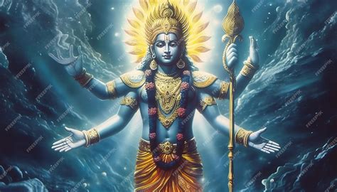 Premium Photo | Lord Vishnu is the allpervasive Lord portrait generative AI