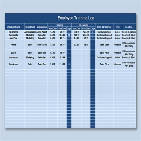 Training Schedule Template Excel Free