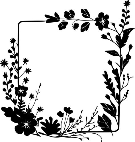 Floral Border, Black and White Vector illustration 24568889 Vector Art ...