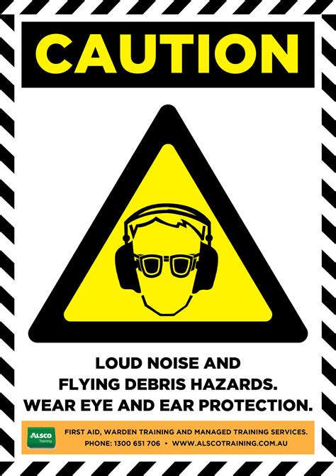 Caution-Sign-Posters-Loud-Noise-Flying-Debris-Hazards-A4 - Alsco Training