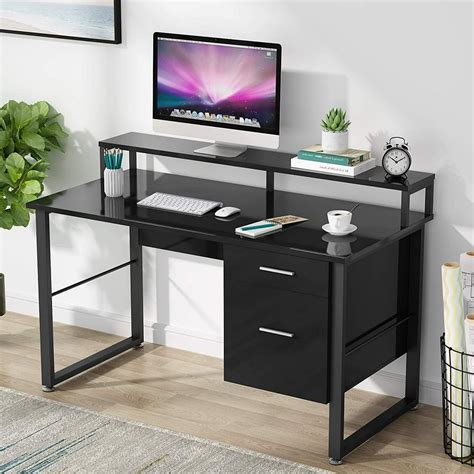 Tribesigns 47 Inches Computer Desk with Hutch, Modern Writing Desk with ...