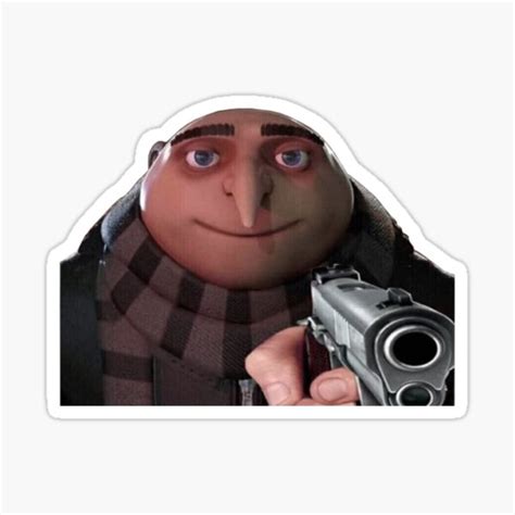 "Gru pointing a gun" Sticker for Sale by HangLooseDraft | Redbubble