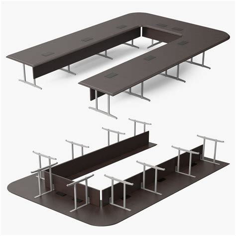 Modern U Shape Conference Table Dark Wood 3D Model $29 - .c4d .fbx .max ...