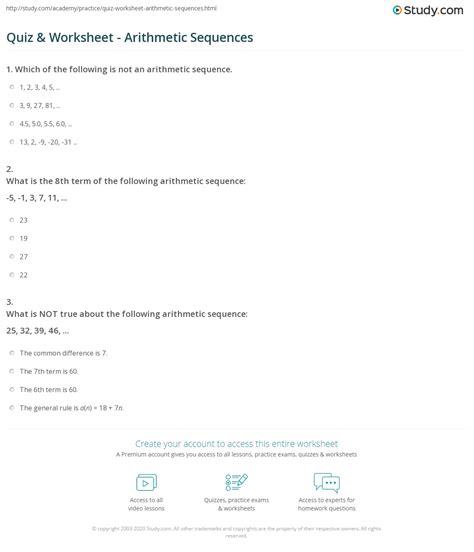 Geometric And Arithmetic Sequence Worksheet