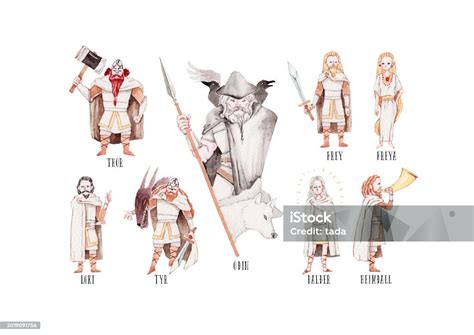 Gods Of Norse Mythology Stock Illustration - Download Image Now - Norse ...