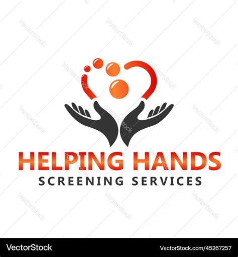 Helping hands logo design with heart Royalty Free Vector