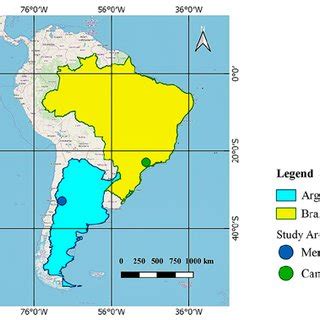 Location map for Mendoza city (Argentina) and Campinas city (Brazil ...