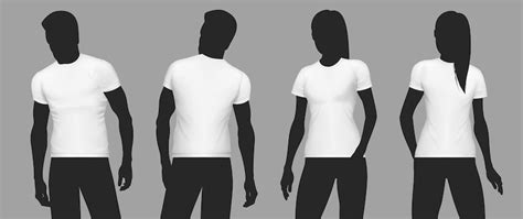 Premium Vector | Realistic t shirt mockup silhouette icon set white t ...