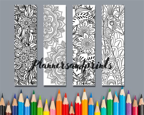 Mandala Printable Bookmarks, Printable Coloring Bookmarks Set of 20 ...