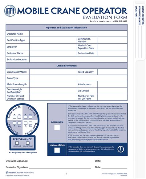 Mobile Crane Operator Evaluation Form - ITI Bookstore