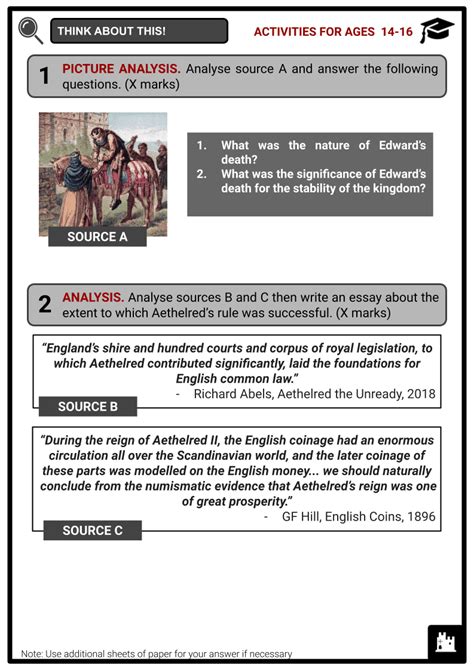 Aethelred the Unready | Reign, Challenges, Legacy | History Worksheet