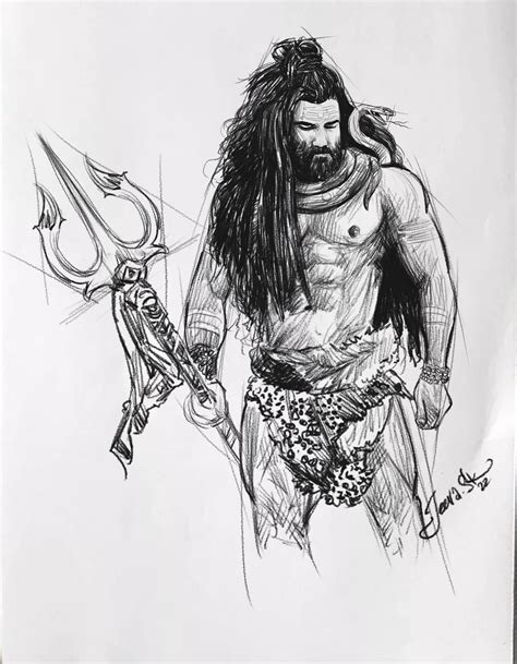 Angry Lord Shiva Pencil Sketch