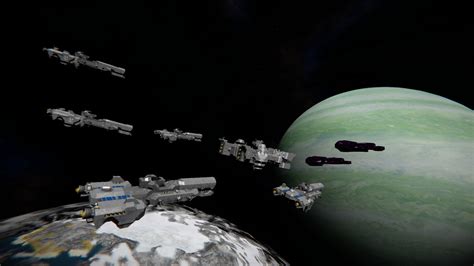 A fleet of UNSC frigates in a covenant battle : r/spaceengineers