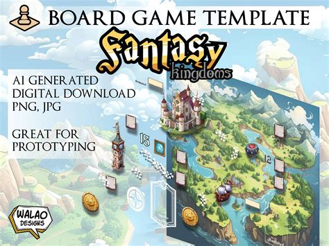 Fantasy Board Game Template Set PNG JPG Digital Download RPG Kingdoms ...