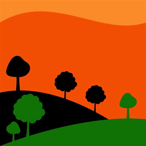 vector illustration of nature background with plants, hill and sky ...