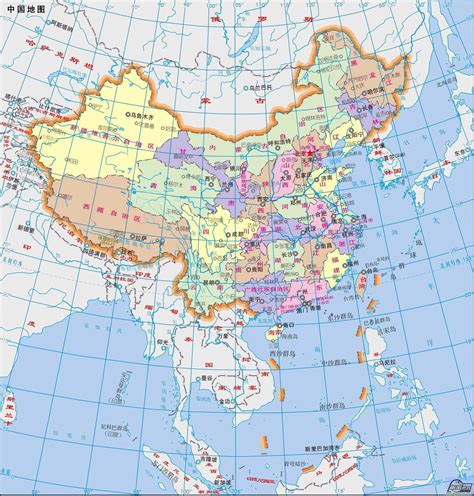 Detailed political and administrative map of China in Chinese. China ...