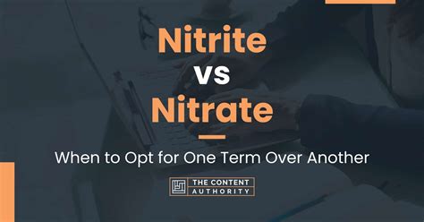 Nitrite vs Nitrate: When to Opt for One Term Over Another