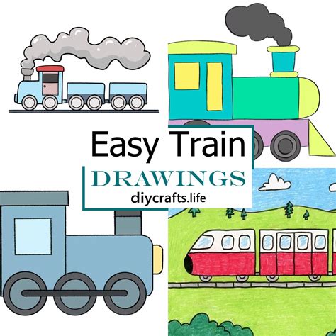 28 Easy Train Drawing Ideas - Step by Step Guide - DIY Crafts