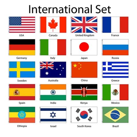 International 2x3 Flag Set of 20 Country Countries Polyester Flags ...