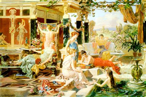 The Roman Bath Young Women Bathing Painting by Emmanuel - Etsy