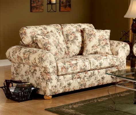 Floral Pattern Fabric Traditional Sofa & Loveseat Set