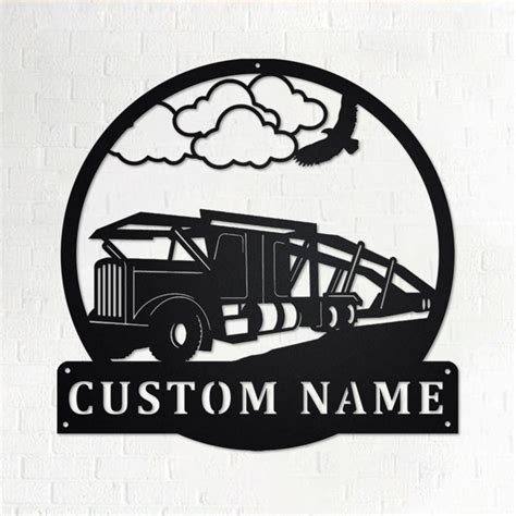 Custom Car Hauler Truck Metal Wall Art, Personalized Truck Driver Name ...