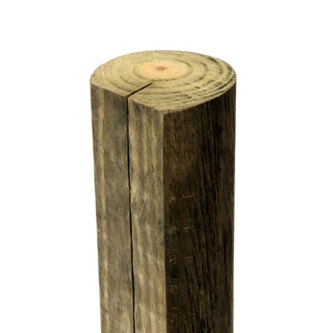 LineRider Round Pressure Treated Wood Fence Post (Common 3.375 ft ...