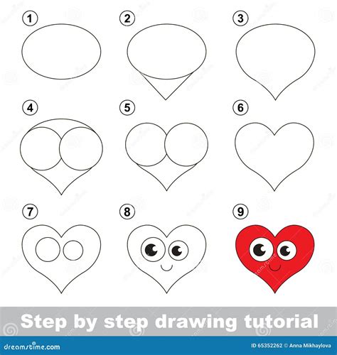 Drawing Tutorial. How To Draw a Heart Stock Vector - Illustration of ...