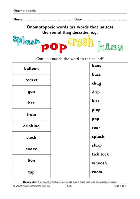 Onomatopoeia Worksheets | Finding Onomatopoeia Worksheet - Worksheets ...