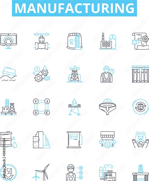 Manufacturing vector line icons set. Manufacturing, Production ...