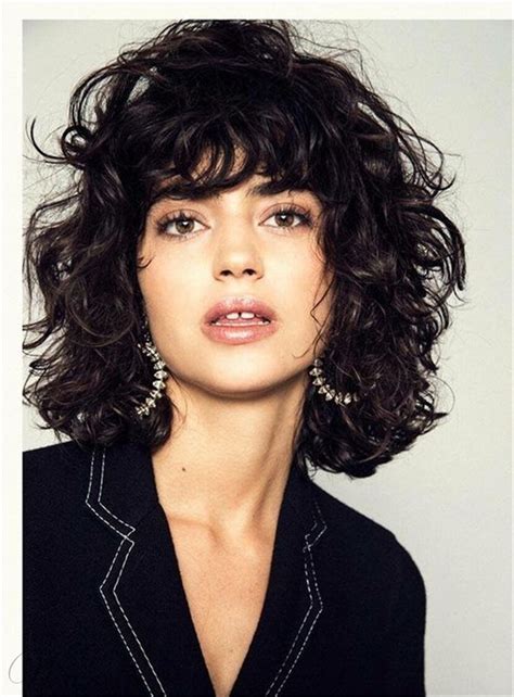 Fluffy Layered Bob Hairstyle Medium Charming Synthetic Curly Hair Women ...