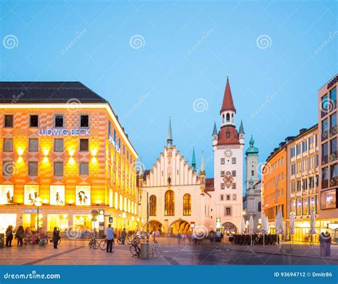 Munich Old Town Hall Near Marienplatz Town Square at Night in Munich ...