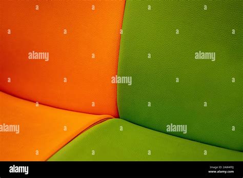 color combinations:orange and light green on the seats Stock Photo - Alamy