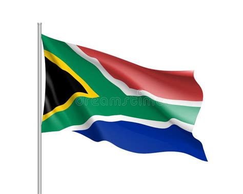 South Africa National Flag Waving Isolated On White Background ...