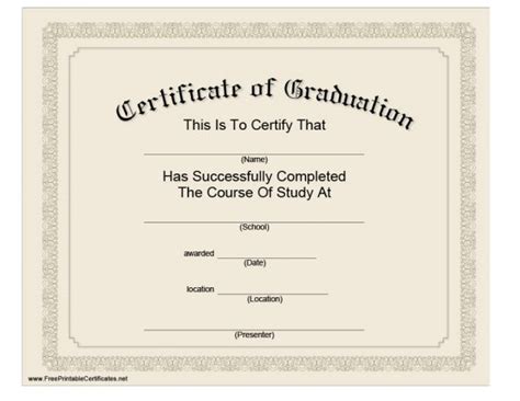 Certificate Of Graduation Template