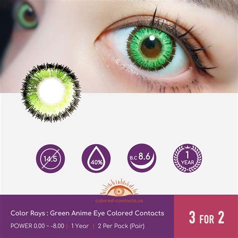 Green Anime Eye Colored Contacts - Colored Contact Lenses | Colored ...